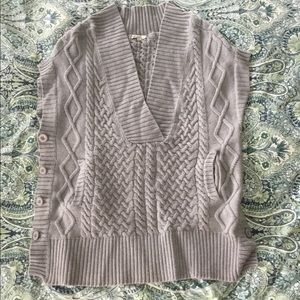 Haute Hippie Sweater Vest Gray Cable Knit Oversized M/L